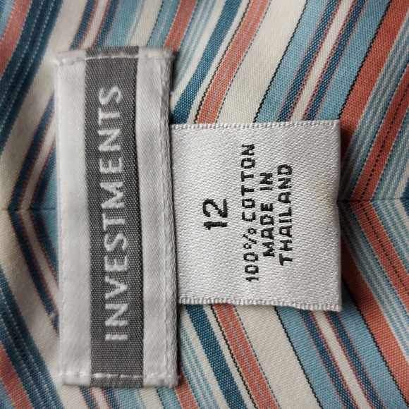 Investments Button Down Striped Blouse Size 12. NWOT - Picture 6 of 7